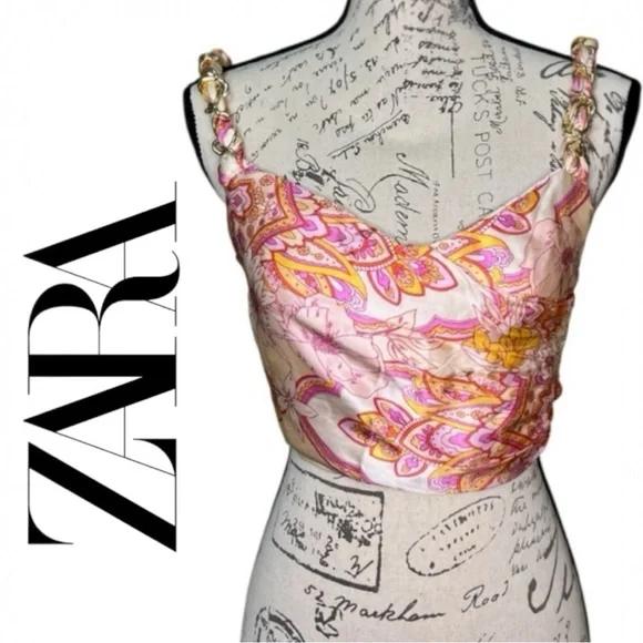 ZARA Paisley Print Crop Top Size Small NWT - Picture 4 of 15